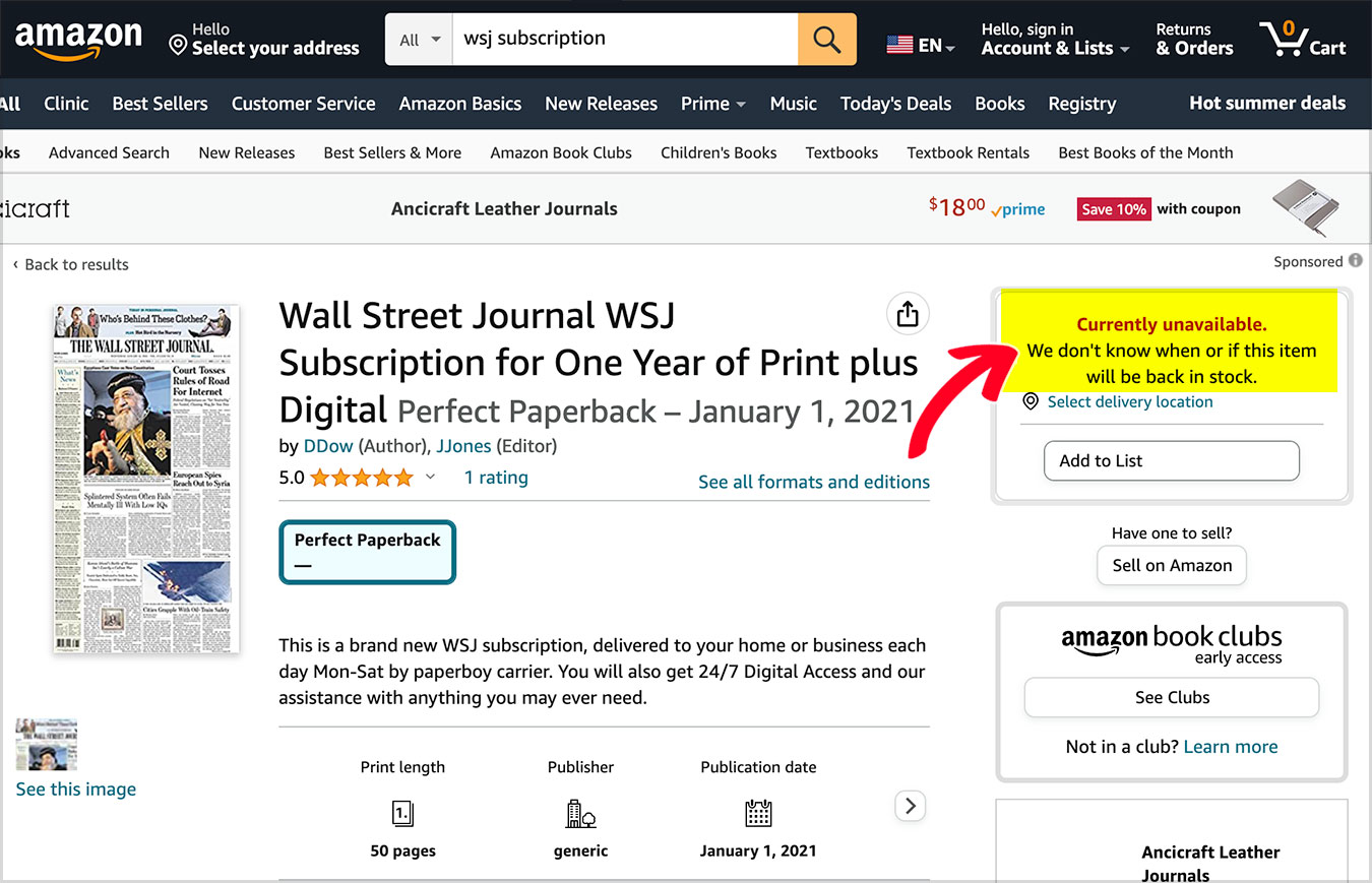 amazon wsj subscription discount