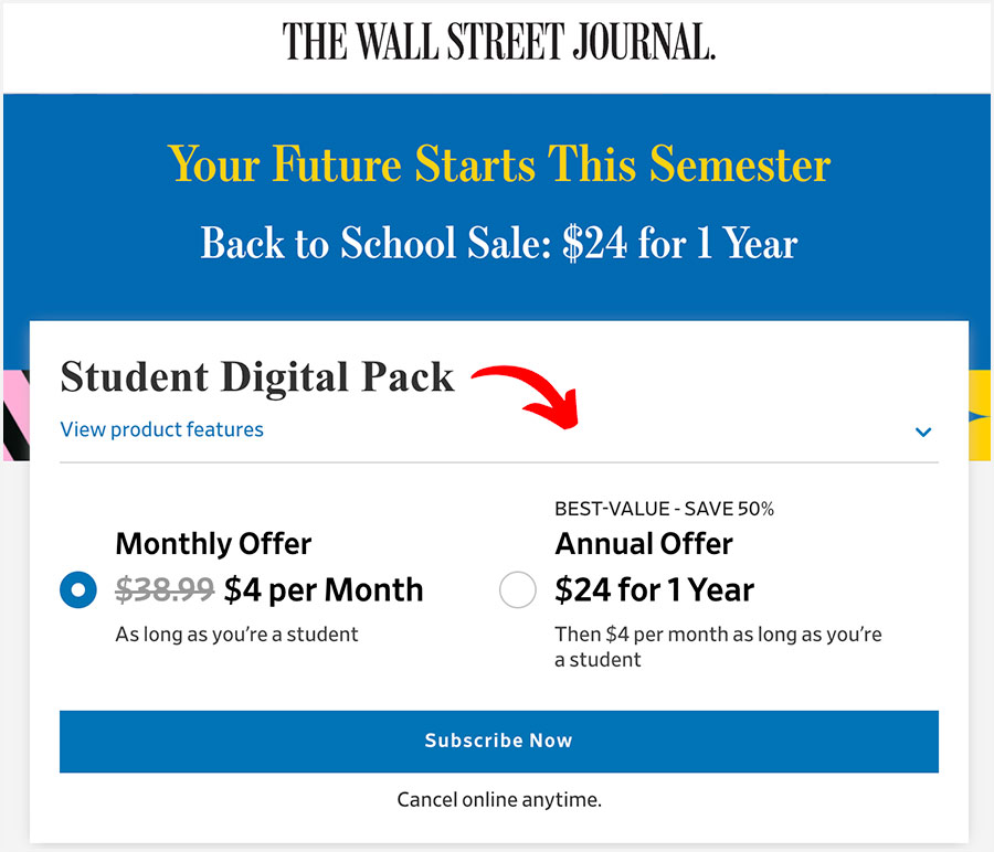 wsj digital student discount